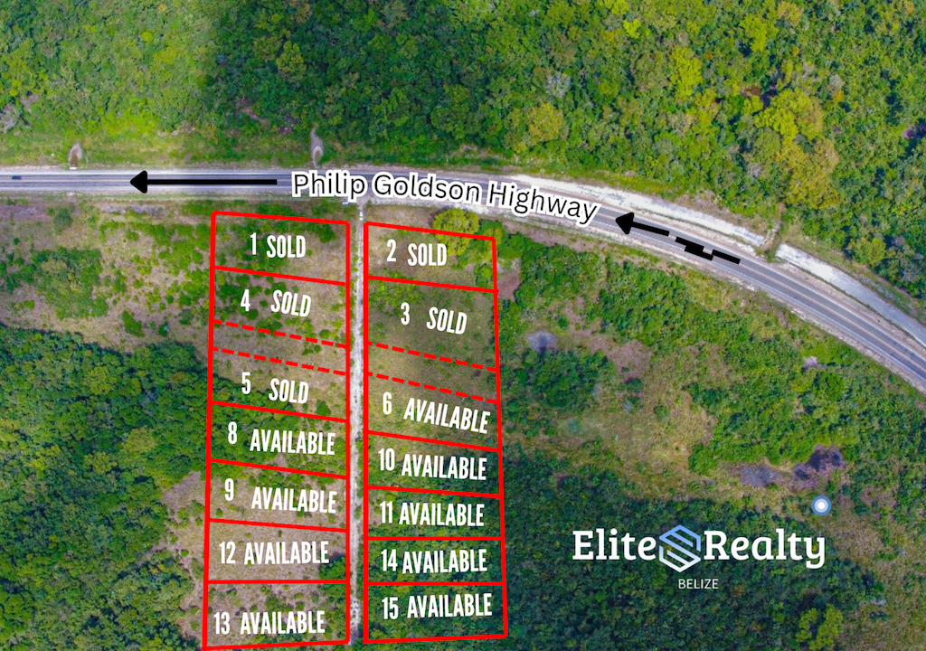 Aerial Map Of Residential Lots For Sale Near Orange Walk Town Along Philip Goldson Highway Belize