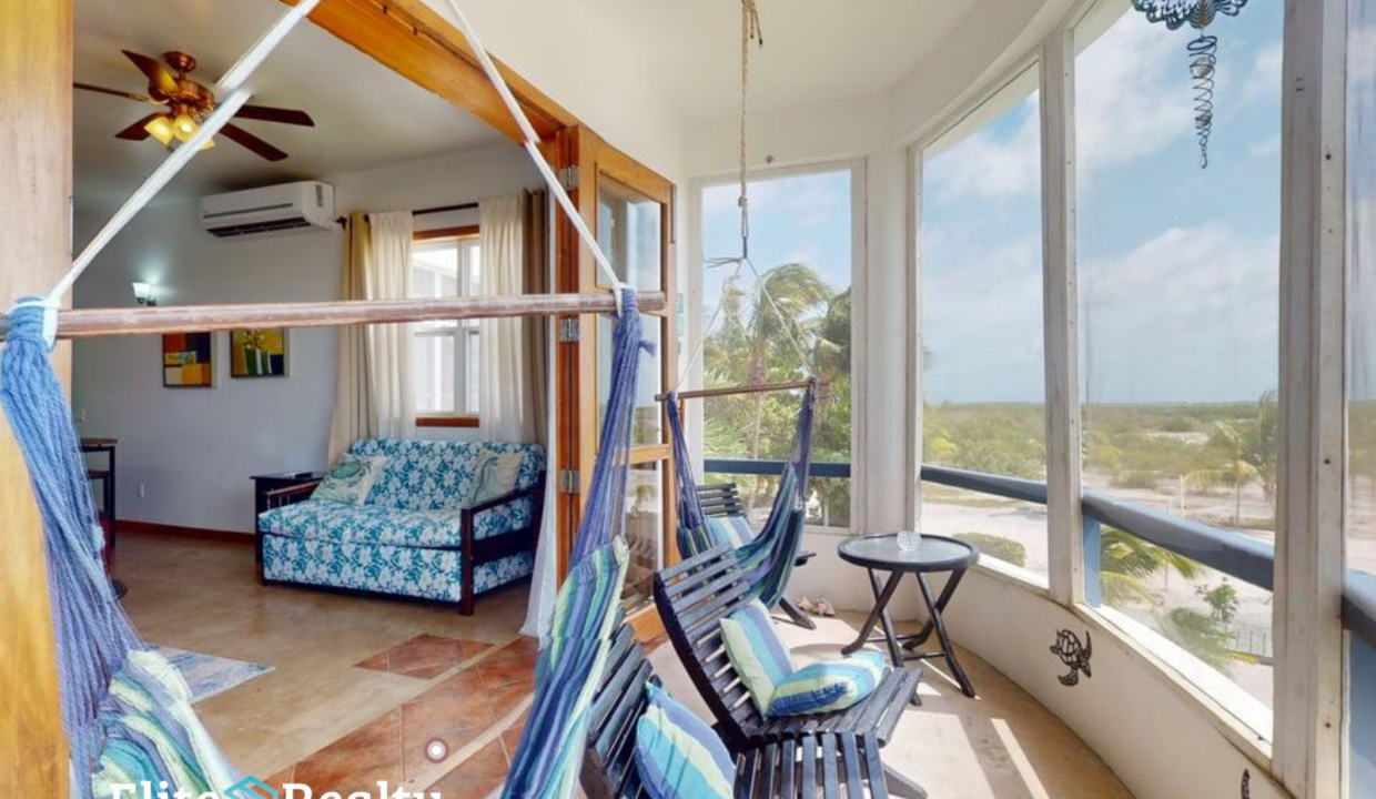 Private Balcony With Hammock Seating And Lagoon Views At Brahma Blue Resort Condo In San Pedro Belize