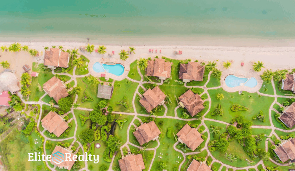 Aerial View Of Hopkins Bay Resort Beachfront Villas In Hopkins Belize Caribbean Luxury Homes With Pools And Beach Access