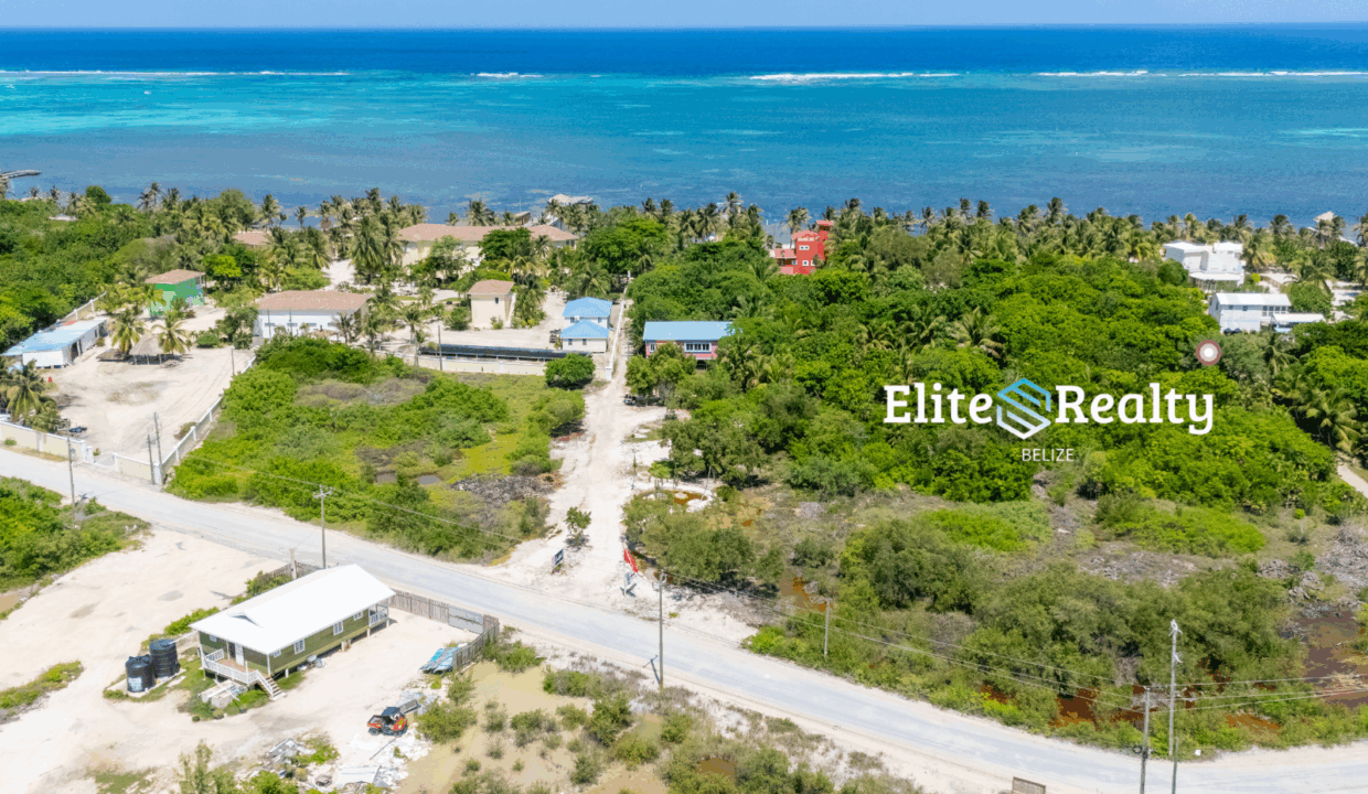 Aerial View Of Residential Lots Near Caribbean Sea In Ambergris Caye Belize Showing Beach Proximity And Surrounding Homes