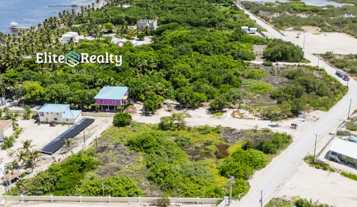 Aerial View Showing Road Access Between Caribbean Sea And Lagoon Near Lots For Sale In Ambergris Caye Belize