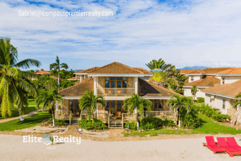 beachfront villa for sale at Hopkins Bay Resort Belize luxury Caribbean home with ocean view and private beach access