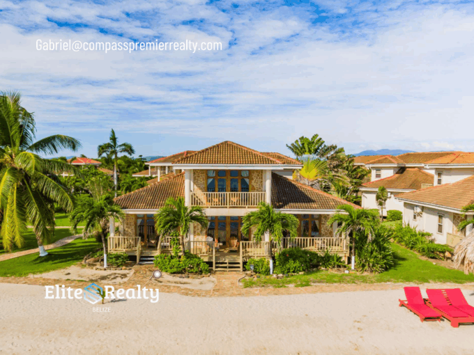 beachfront villa for sale at Hopkins Bay Resort Belize luxury Caribbean home with ocean view and private beach access