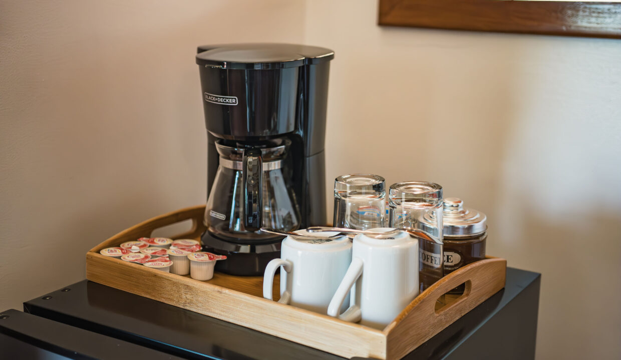 Coffee Station With Amenities At Hopkins Bay Resort Belize Turnkey Luxury Villa Setup For Vacation Rental Guests