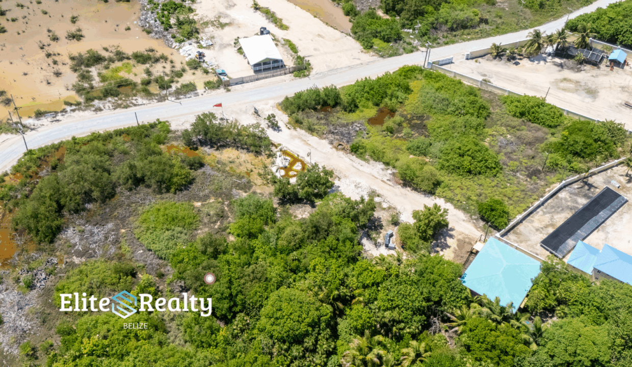 Residential Lots Near Beach Access Road Ambergris Caye Belize Aerial Showing Road Proximity And Surrounding Development