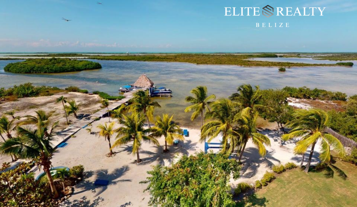 Aerial View Lagoon And Waterfront Near Brahma Blue Luxury Penthouse In San Pedro Ambergris Caye Belize