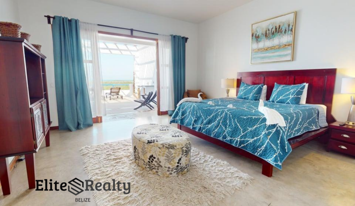 Master Bedroom With Balcony Access At Brahma Blue Luxury Penthouse In San Pedro Ambergris Caye Belize