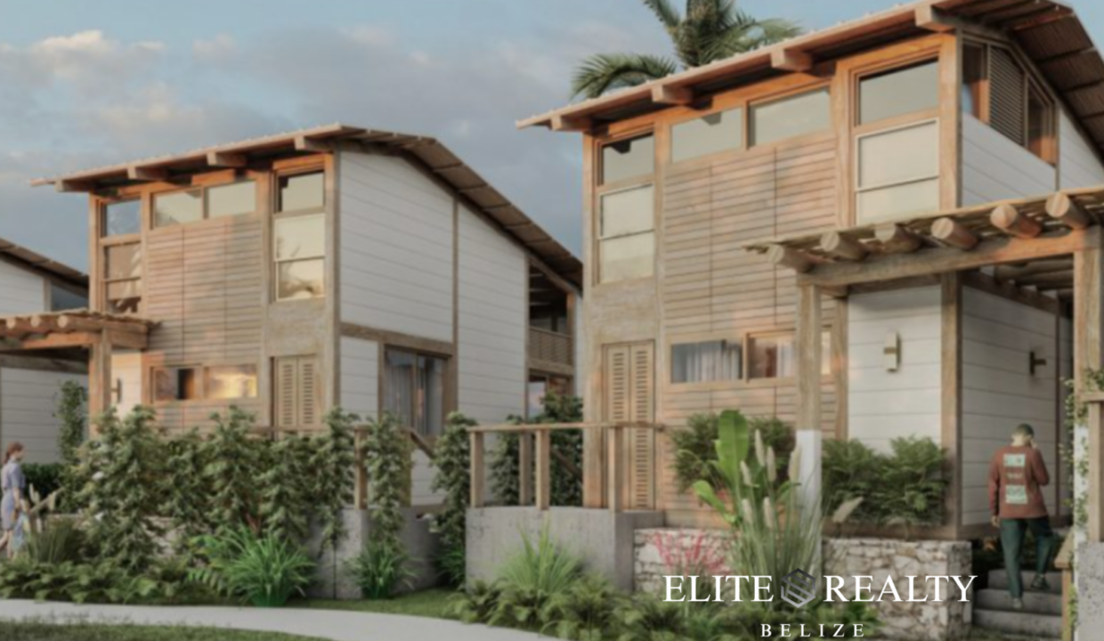 Modern Tropical Villas With Wood Finishes And Landscaped Entry In Ambergris Caye Belize