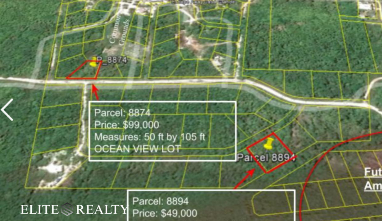 Aerial Map Showing Parcel Location And Lot Boundaries In Ambergris Caye Belize
