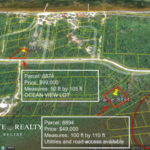 Aerial map showing parcel location and lot boundaries in Ambergris Caye Belize