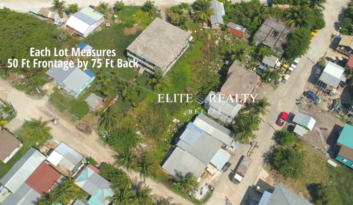 Aerial View Of Residential Lot With Dimensions 50 Ft By 75 Ft In Ambergris Caye Belize Near Beach And Road Access