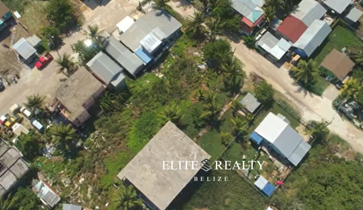 Aerial View Of Residential Neighborhood With Road Access And Nearby Homes In Ambergris Caye Belize