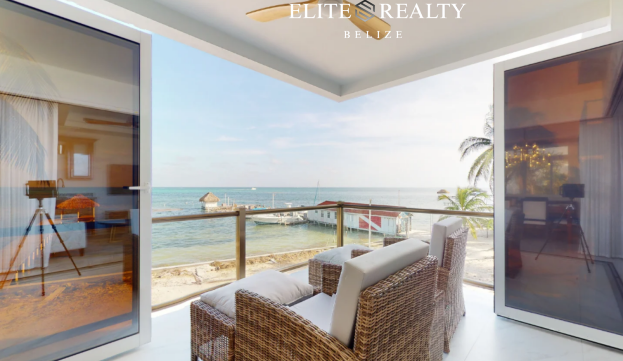 Beachfront Condo Balcony Ocean View Royal Kahal Resort San Pedro Belize Ambergris Caye Waterfront Condo For Sale