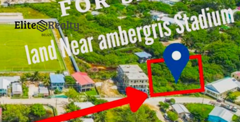 Double lot for sale near Ambergris Stadium with marked location Escalante Subdivision Ambergris Caye Belize