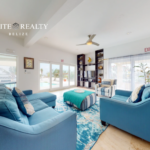 luxury waterfront villa living room ocean view San Pedro Belize Ambergris Caye modern villa for sale