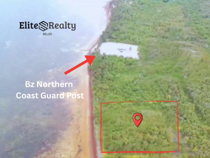 mapped location of Palm Bay Club lot for sale in San Pedro Belize near northern coast guard post Ambergris Caye waterfront property