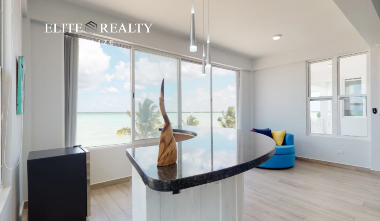 Modern Living Space With Bar Counter And Ocean View In Ambergris Caye Belize