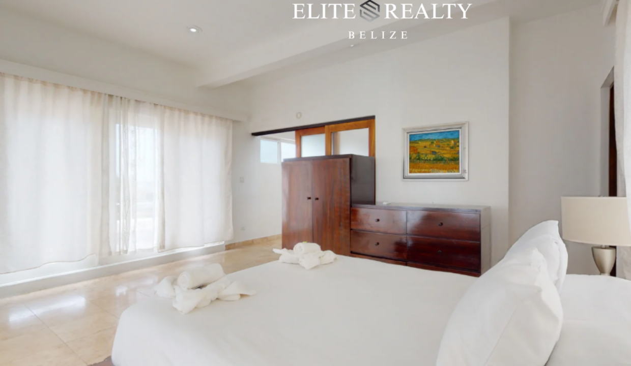 Spacious Master Bedroom Luxury Waterfront Villa San Pedro Belize Ambergris Caye Bright Interior