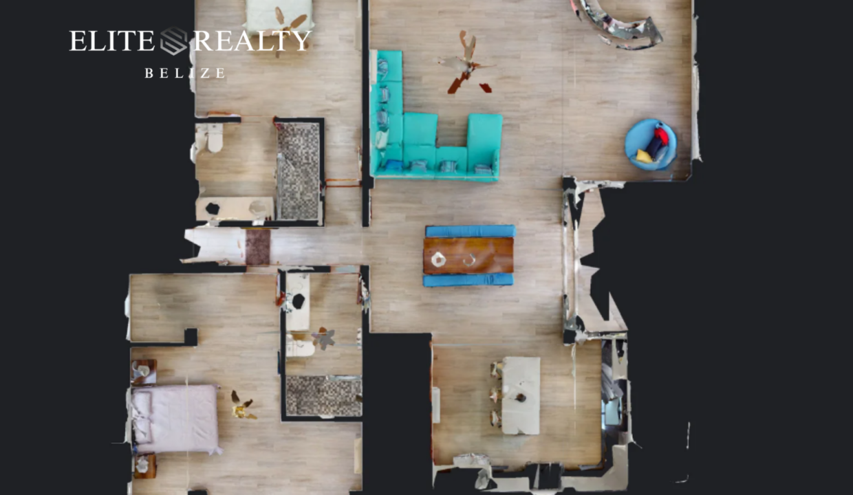 Top View Floor Plan Layout Of 1 Bedroom Condo In Ambergris Caye Belize