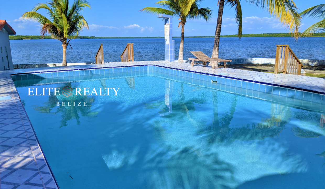 Waterfront Swimming Pool Overlooking Four Mile Lagoon At Tarpon Cove Estates In Corozal Belize